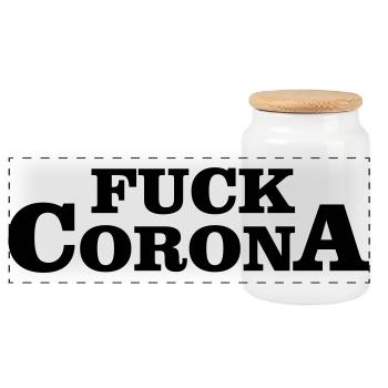 FUCK CORONA - Boîte à biscuits avec couvercle en bois - blanc - Devant