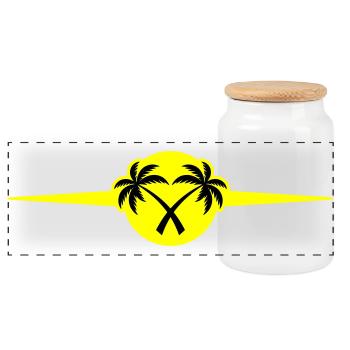 Icône de Palm Trees Beach - Boîte à biscuits avec couvercle en bois - blanc - Devant
