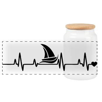 Sail - Panoramic Cookie Jar with Wooden Lid - white - Front