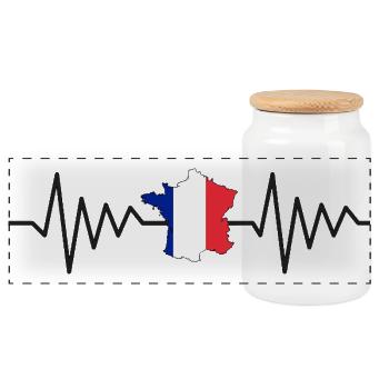 Pulsation Tricolore France - Flag France - Panoramic Cookie Jar with Wooden Lid - white - Front
