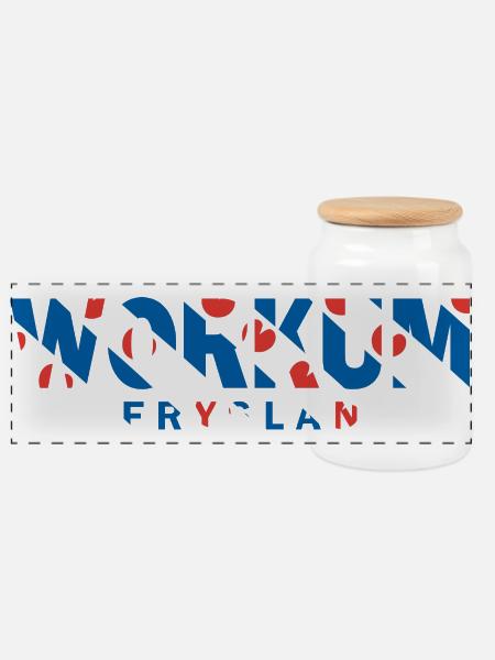 Workum Friesland Fryslan Flagge Shirt, Hoodie, Bag - Panorama Keksdose mit Holzdeckel - Weiß