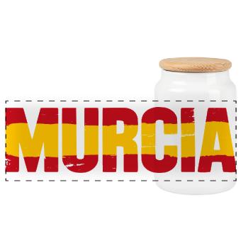 Drapeau de Murcie Espagne - Boîte à biscuits avec couvercle en bois - blanc - Devant