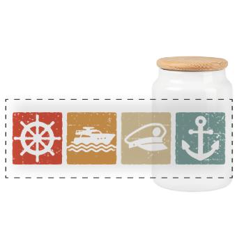 Boater Captain Sailor Boat Anchor Sailor - Panoramic Cookie Jar with Wooden Lid - white - Front