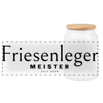 Friseur Meister 2026, Friesenleger Meister Hoodie - Panorama Keksdose mit Holzdeckel - Weiß - Vorne