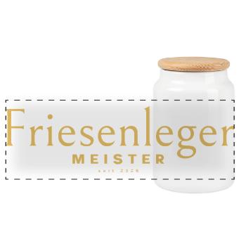 Friseur Meister 2026, Friesenleger Meister Hoodie - Panorama Keksdose mit Holzdeckel - Weiß - Vorne
