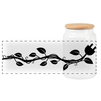 Guirlande s’en va, ce qui se termine par un bouchon. - Boîte à biscuits avec couvercle en bois - blanc - Devant