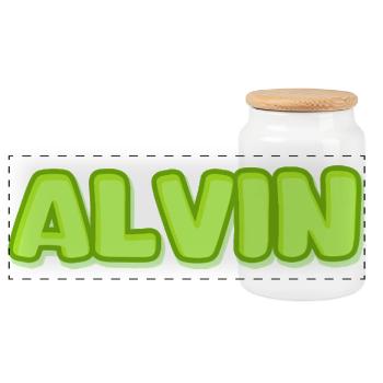 Cadeau pour Alvin - Boîte à biscuits avec couvercle en bois - blanc - Devant