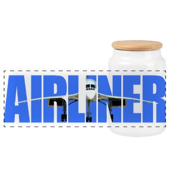 Airliner Concorde - Panoramic Cookie Jar with Wooden Lid - white - Front