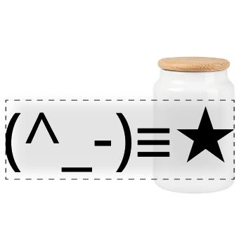 Zwinkerndes Emote (^_-)≡★ Augenzwinkern - Panorama Keksdose mit Holzdeckel - Weiß - Vorne