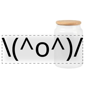 Emote \(^o^)/ de joie, bras levés Kaomoji - Boîte à biscuits avec couvercle en bois - blanc - Devant