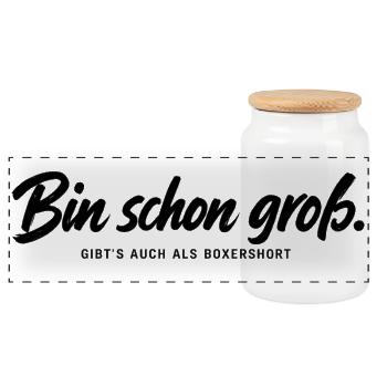lustiger Spruch - Panorama Keksdose mit Holzdeckel - Weiß - Vorne