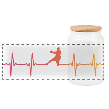 Handball Sunset Heartbeat Handballer - Panorama Keksdose mit Holzdeckel - Weiß - Vorne