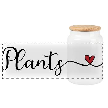 Plants Heart niedliche Typografie - Panorama Keksdose mit Holzdeckel - Weiß - Vorne