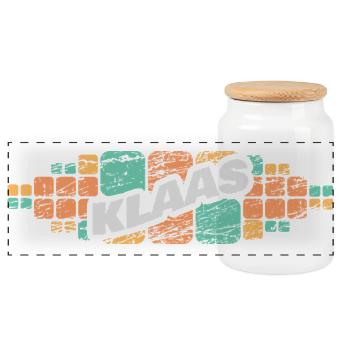Klaas as a given name - Panoramic Cookie Jar with Wooden Lid - white - Front