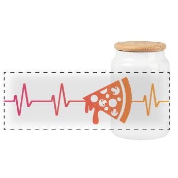 Pizza Sunset Heartbeat of Pizza - Panoramic Cookie Jar with Wooden Lid - white - Front