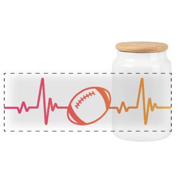 rugby sunset battement de coeur rugby rugbyman - Boîte à biscuits avec couvercle en bois - blanc - Devant