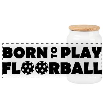 Born to play Floorball - Panoramic Cookie Jar with Wooden Lid - white - Front