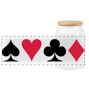 Poker (V) - Panorama Keksdose mit Holzdeckel - Weiß - Vorne
