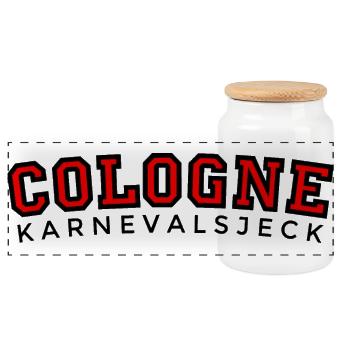 Cologne Karnevalsjeck (rouge) Cologne Kölsch Karneval - Boîte à biscuits avec couvercle en bois - blanc - Devant