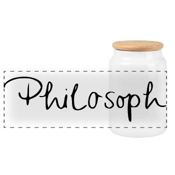 philosophe - Boîte à biscuits avec couvercle en bois - blanc - Devant