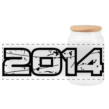 2014 - Panoramic Cookie Jar with Wooden Lid - white - Front
