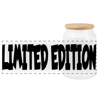 Limited edition in wheelchair, special, unique # - Panoramic Cookie Jar with Wooden Lid - white - Front
