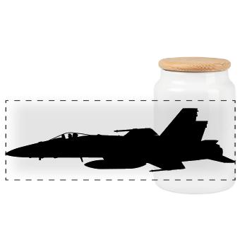 Avion - Boîte à biscuits avec couvercle en bois - blanc - Devant