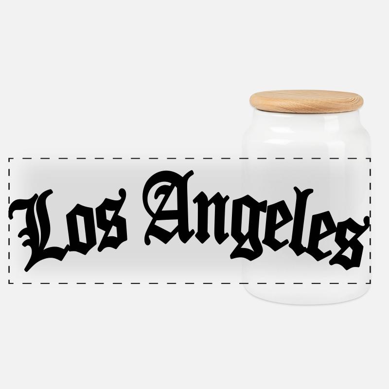 los angeles - Panorama Keksdose mit Holzdeckel - Weiß
