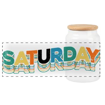 Saturday - Panoramic Cookie Jar with Wooden Lid - white - Front
