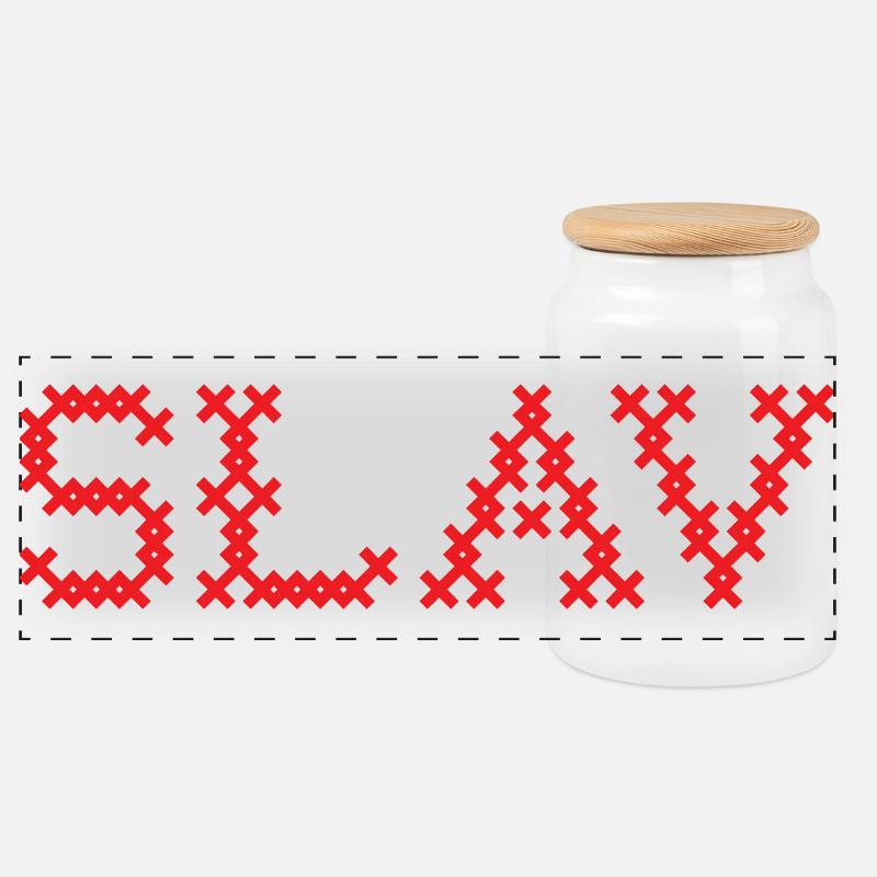 SLAV Slavic Folk Slawisch - Panorama Keksdose mit Holzdeckel - Weiß