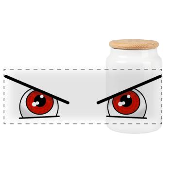 Red eyes for Halloween - Panoramic Cookie Jar with Wooden Lid - white - Front
