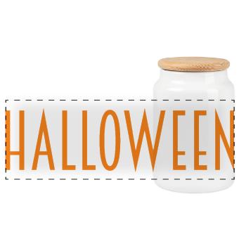 HALLOWEEN - Panorama Keksdose mit Holzdeckel - Weiß - Vorne