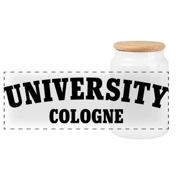 University Cologne - Panoramic Cookie Jar with Wooden Lid - white - Front