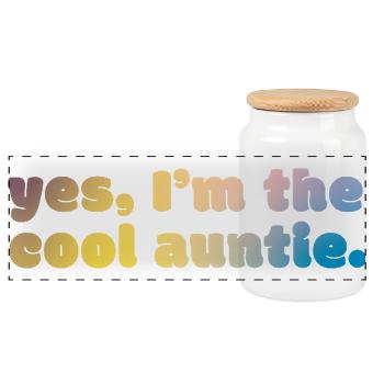 Cool Auntie Statement - Panoramic Cookie Jar with Wooden Lid - white - Front