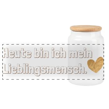 Heute bin ich mein Lieblingsmensch – Selbstliebe - Panorama Keksdose mit Holzdeckel - Weiß - Vorne