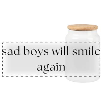 Sad boys - Panoramic Cookie Jar with Wooden Lid - white - Front
