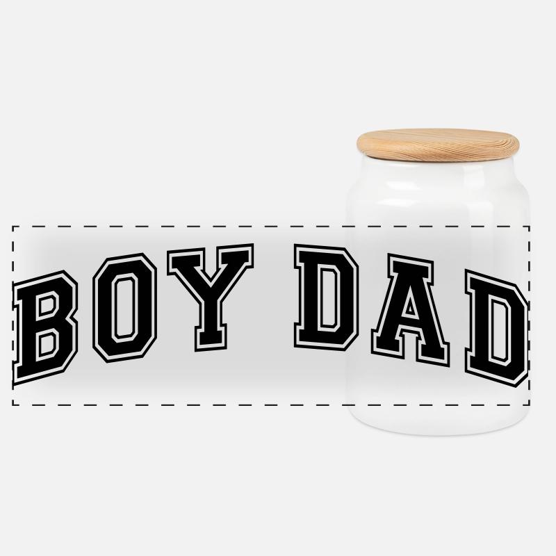 Boy Dad Vater eines Sohnes Papa Vatertag - Panorama Keksdose mit Holzdeckel - Weiß