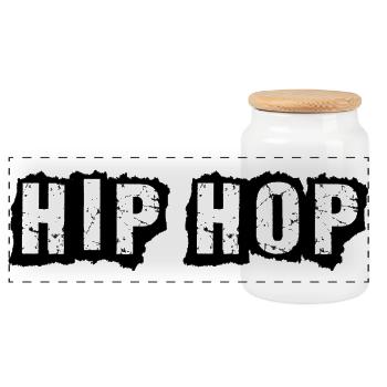 Hip Hop bold logo - Panoramic Cookie Jar with Wooden Lid - white - Front
