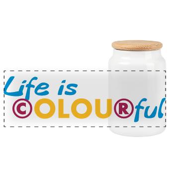 La vie est colorée - Boîte à biscuits avec couvercle en bois - blanc - Devant