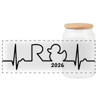 Rente 2026 Eine Legende geht in Rente - Herzkurve - Panorama Keksdose mit Holzdeckel - Weiß - Vorne