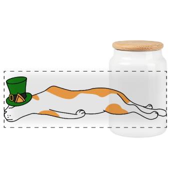 Atmossphères de Carnaval masque de Mardi Gras Cat paresseux endormis - Boîte à biscuits avec couvercle en bois - blanc - Devant