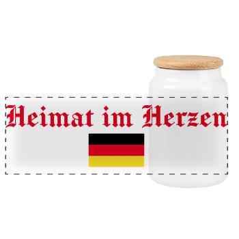 Home in the heart of Germany Germans - Panoramic Cookie Jar with Wooden Lid - white - Front