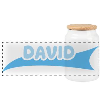 Vorname David - Panorama Keksdose mit Holzdeckel - Weiß - Vorne