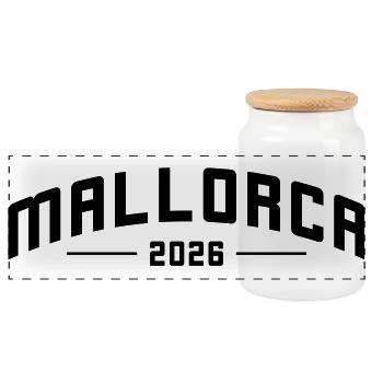 Mallorca 2026 - Panoramic Cookie Jar with Wooden Lid - white - Front