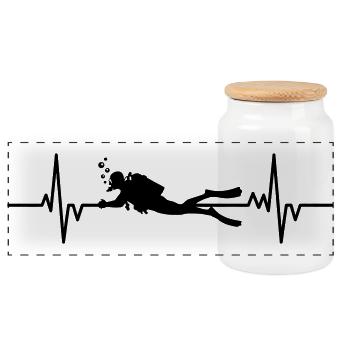 Diver - Heartbeat - Panorama Keksdose mit Holzdeckel - Weiß - Vorne