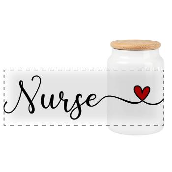 nurse - Panoramic Cookie Jar with Wooden Lid - white - Front