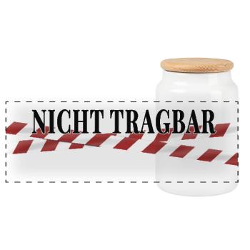 Unwearable – Black Humor Statement Design - Panoramic Cookie Jar with Wooden Lid - white - Front
