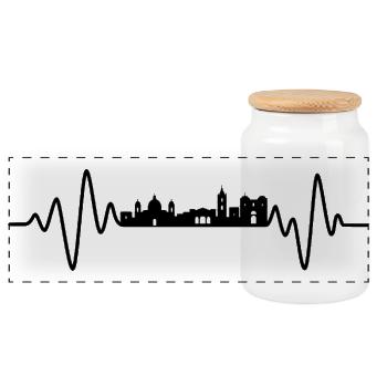 Neapel Herzschlag Skyline Napoli - Panorama Keksdose mit Holzdeckel - Weiß - Vorne