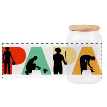 Papa Gärtner Landschaftsgestalter Papa Grüner Daumen - Panorama Keksdose mit Holzdeckel - Weiß - Vorne