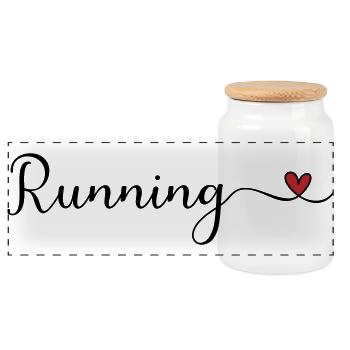 Run - Panoramic Cookie Jar with Wooden Lid - white - Front